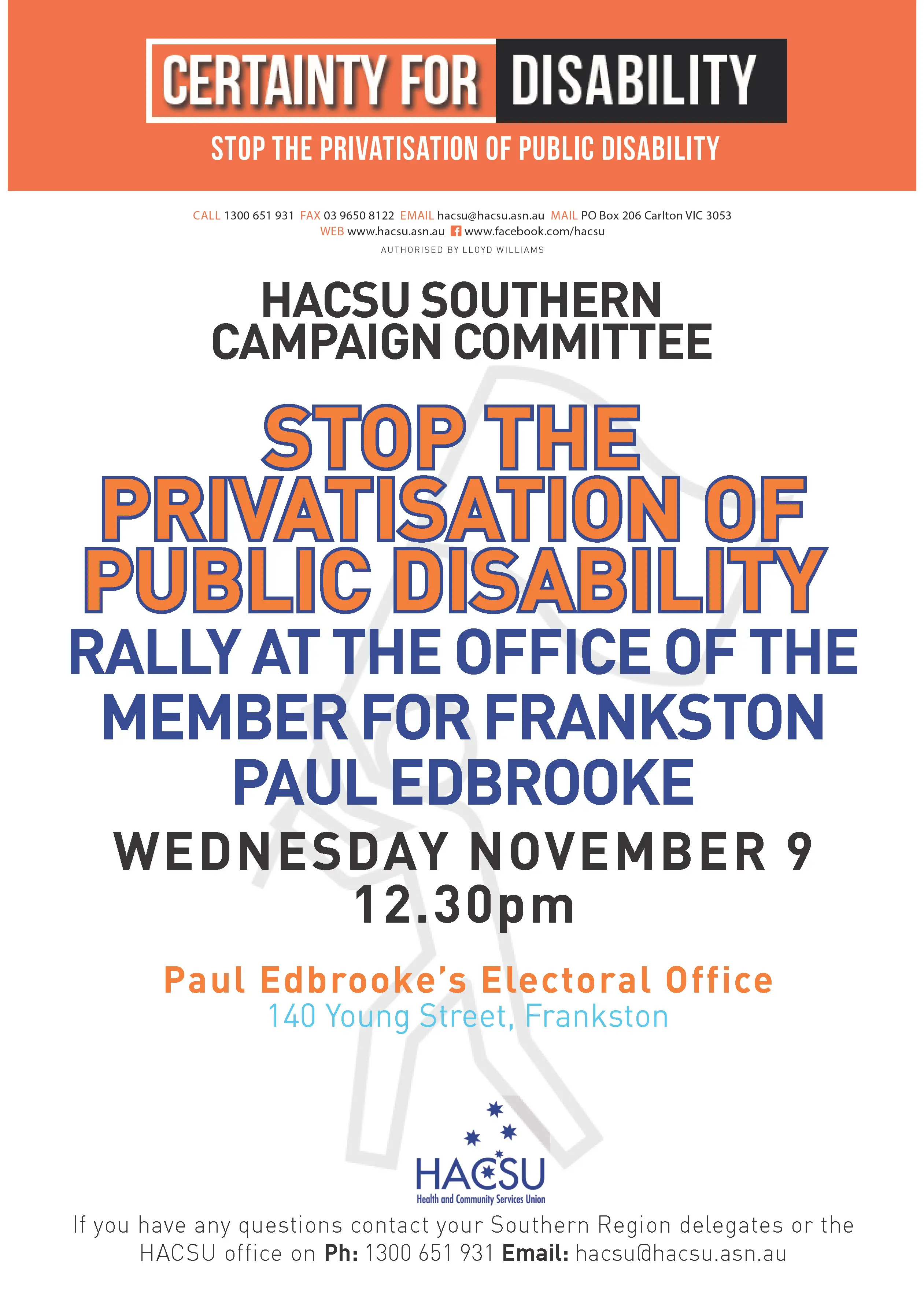 20161103 Southern CC_ rally at Paul Edbroke's office