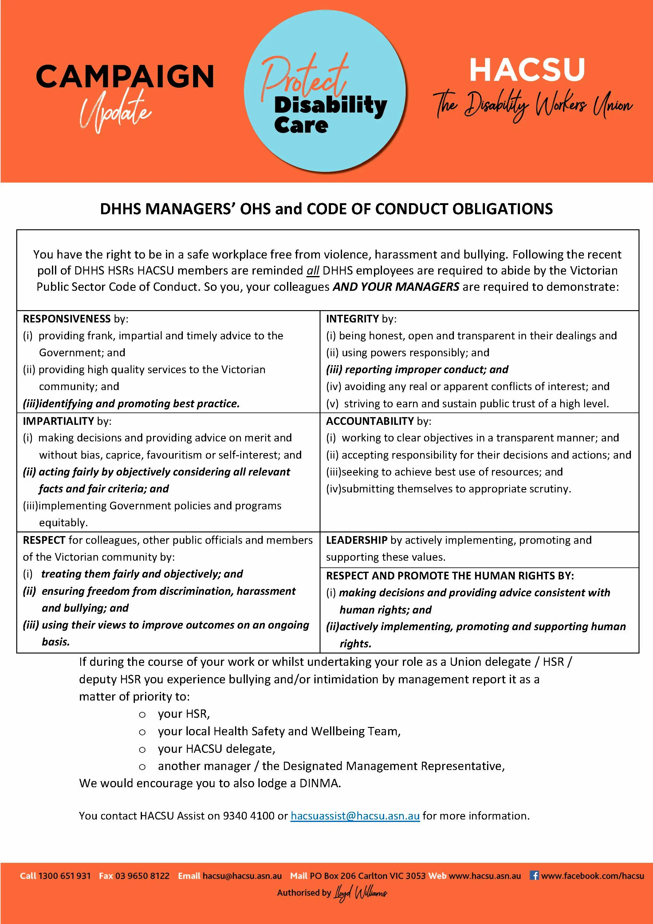 20171128 DHHS Management's OHS and Code of Conduct obligations (002)