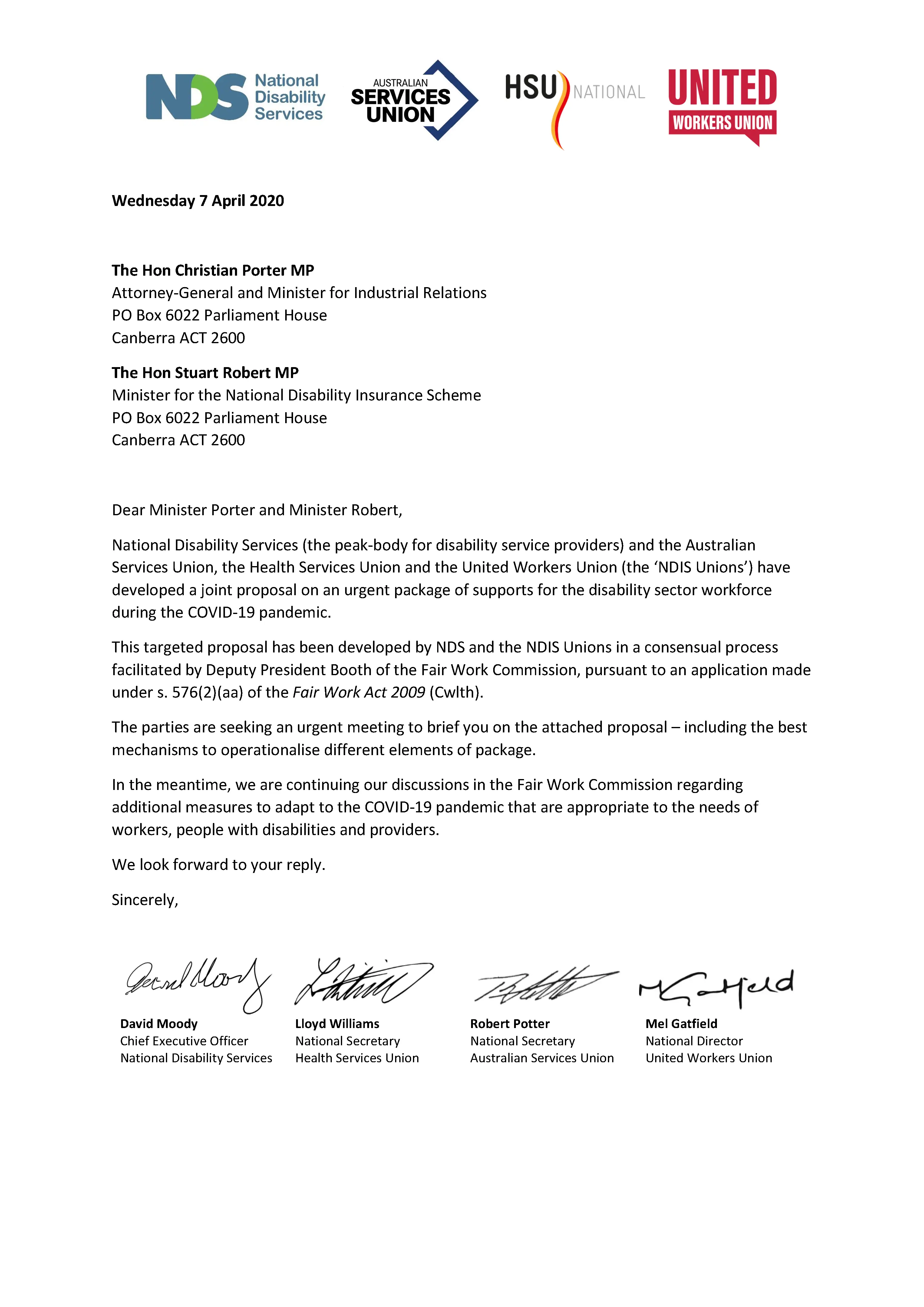20200407 - Disability Sector Support - Joint Letter and Proposal - NDS-HSU-ASU-UWU.pdf_Page_1